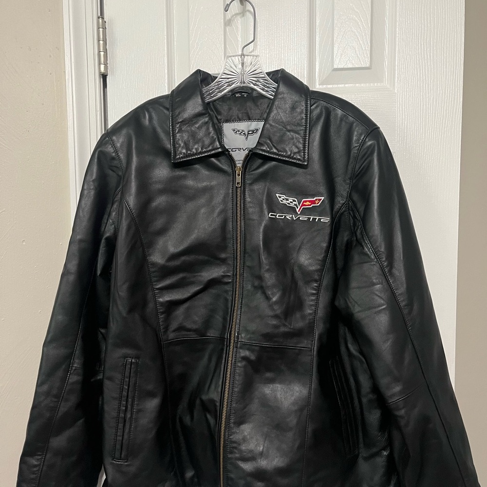 Corvette Black Leather Bomber Jacket - image 1